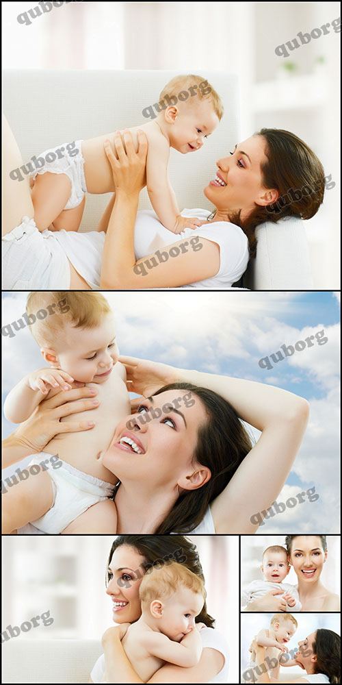 Stock Photos - Happy Mother and Baby - 5 JPG