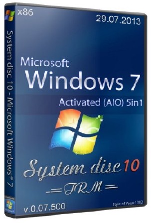 System disc 10 - Microsoft Windows 7 SP1 v.0.07.500  Activated AIO 5in1 (x86/RUS/DVD)