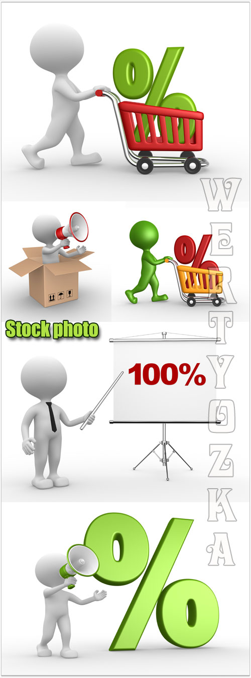    3, ,  / Business clipart in 3D, percentages, discounts